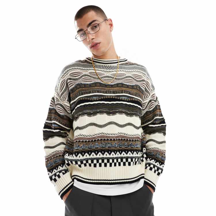 Cotton On vintage mix knit jumper in stone | ASOS
