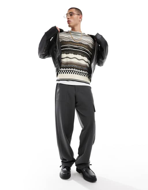 Cotton On vintage mix knit sweater in stone | ASOS