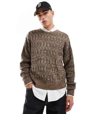 Cotton:On Cotton On vintage style knitted sweater in taupe pattern-White