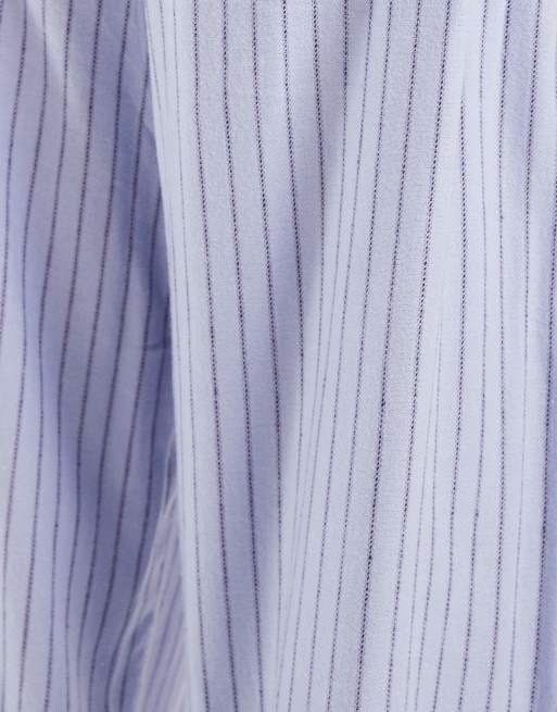 Cotton On – Violetta, blårandiga lounge-byxor i flanell med barrelben, 5 av 5