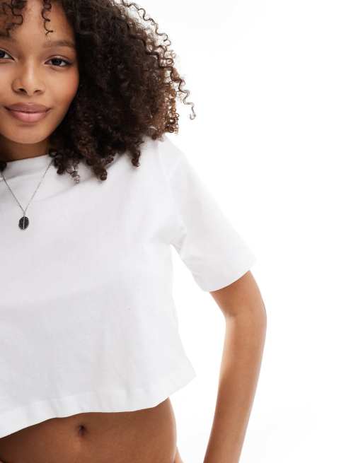 Cotton On – Vit boxig t-shirt i kort modell , 4 av 4