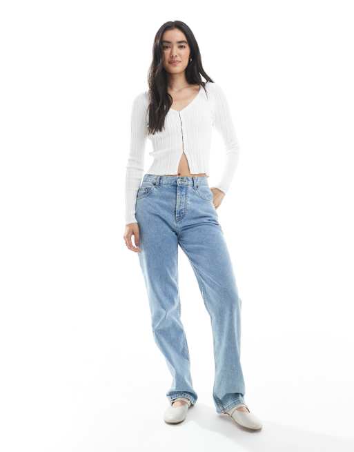 Cotton On – Vit, ribbad kofta i kort design, 4 av 4
