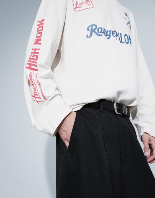 Cotton On – Vit t-shirt med boxig passform, långa ärmar och tryck, 3 av 9