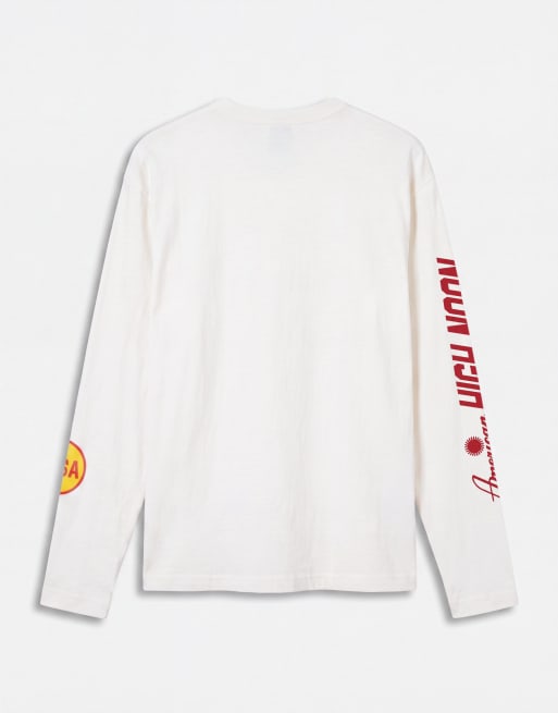 Cotton On – Vit t-shirt med boxig passform, långa ärmar och tryck, 7 av 9