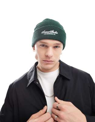 Cotton:On Cotton On waffle beanie with LA graphic in green