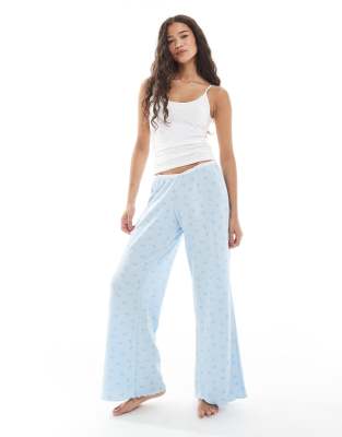 Cotton On Waffle Wide Leg Pajama Pants In Blue