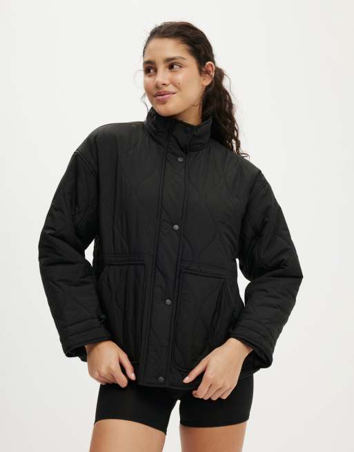 Cotton On Warm up relaxed lightweight jacket in black - BLACK