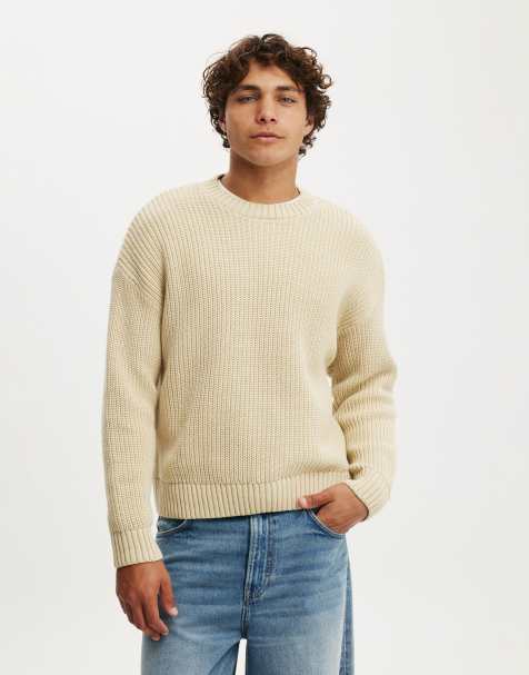 Cotton On Washed box fit crew knit in beige - view 1
