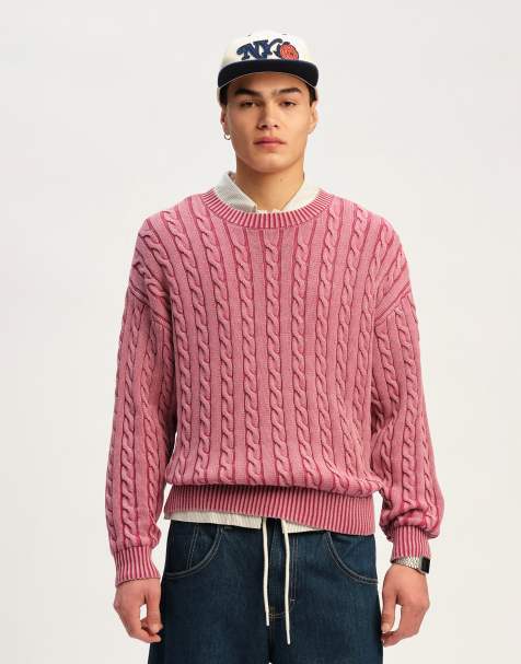 Cotton On Washed box fit crew knit in burgundy - view 1