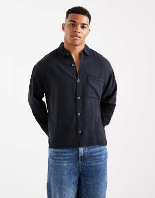 Cotton On Washed Long Sleeve Shirt In Black