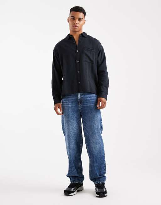Cotton On Washed long sleeve shirt in black, 2 of 5