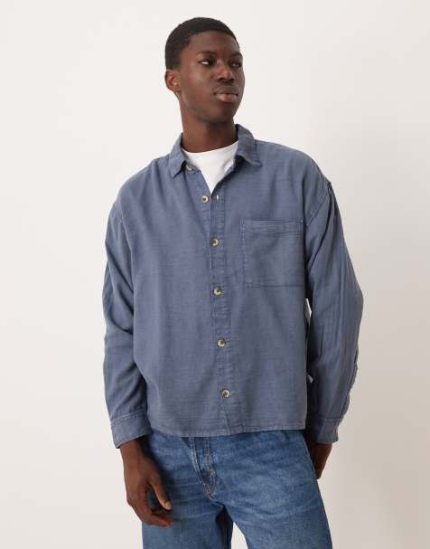 Cotton On Washed long sleeve shirt in navy - NAVY - view 1