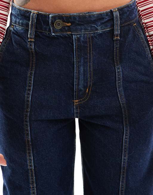Cotton On – Weit geschnittene Denim-Jeans in blauer Rinse-Waschung mit Ziernaht, 4 von 5