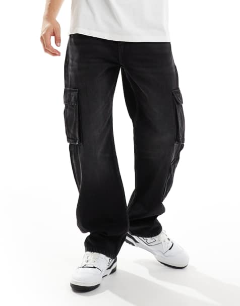 Cotton On – Weite Denim-Jeans in verblasstem Schwarz mit Kontrastnaht - view 1