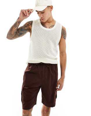 Cotton On wide gauge knit vest in off white