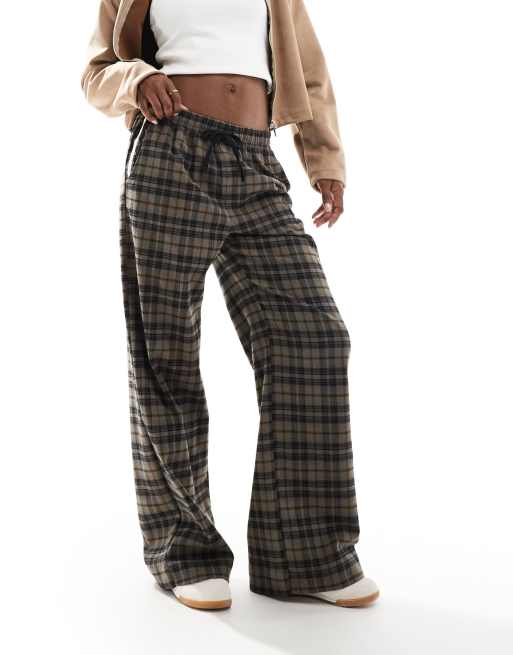Cotton On wide leg brown check pants, 2 of 5