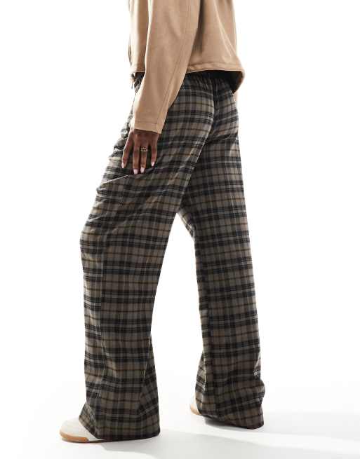 Cotton On wide leg brown check pants, 3 of 5