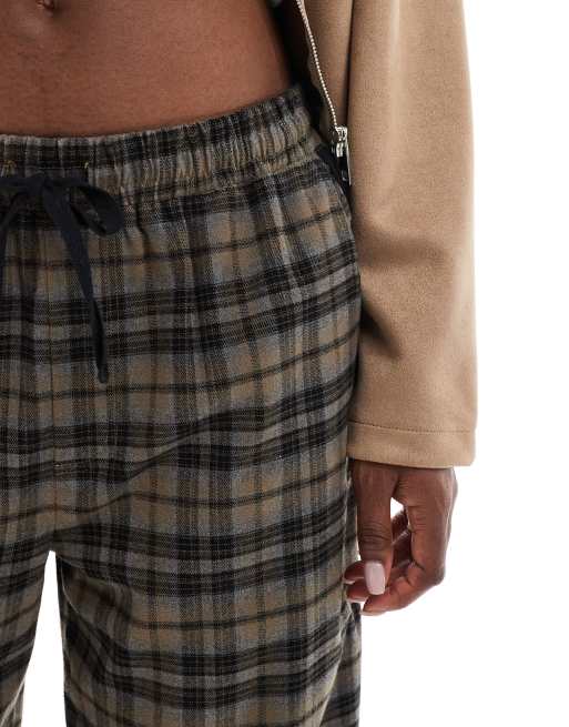 Cotton On wide leg brown check trousers, 4 of 5