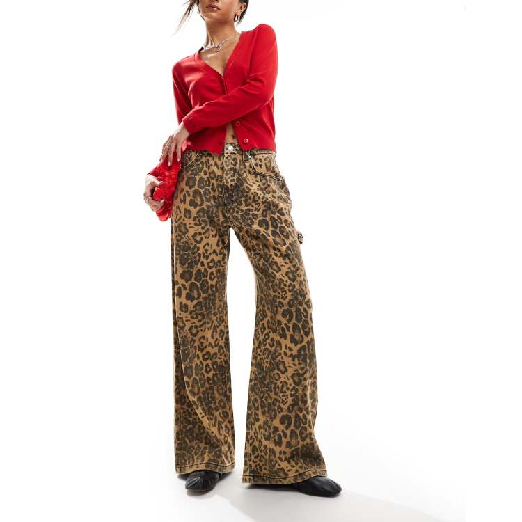 パンツ o Biani Leopard Print Wide-Leg Trousers With Relaxed 207321616-1-leopardprint?$