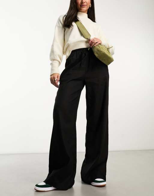 Cotton On wide leg relaxed pants with drawstring waist in