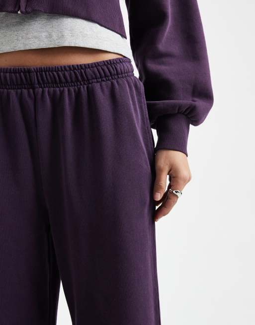 Cotton On wide leg sweatpant co-ord in dark mulberry, 2 of 5