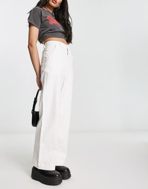 White cotton clearance wide leg trousers