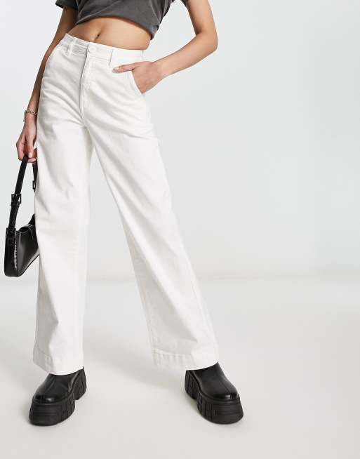 Cotton On wide leg trousers in white ASOS