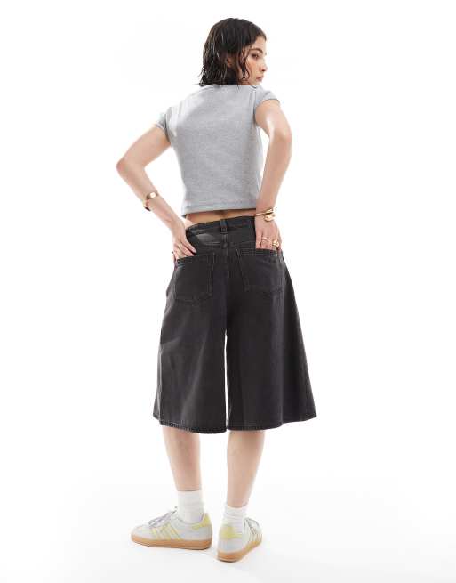 Cotton On - Wijde denim jorts in zwart , 3 van 5