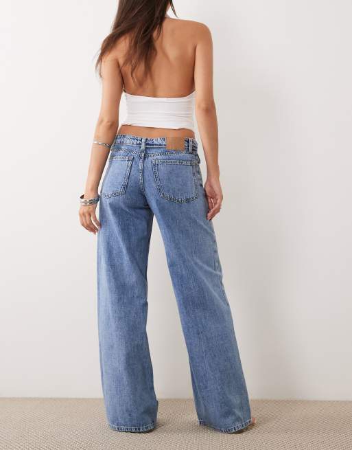 Cotton On - Wijde jeans met lage taille en omslag in blauw, 2 van 5