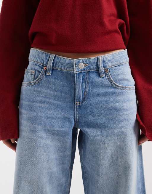 Cotton On - Wijde jeans met lage taille en stiksels in lichtblauw, 5 van 5