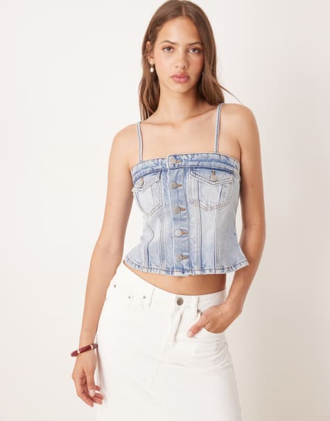 Cotton  On Willow denim corset in blue - view 1