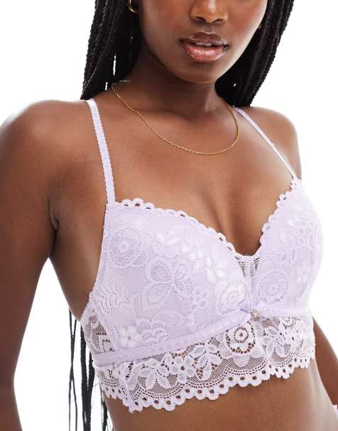 Cotton On wire free lift bralette in lilac lace - view 1