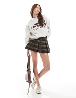 Cotton:On Cotton On wren pleated mini skirt in check brown