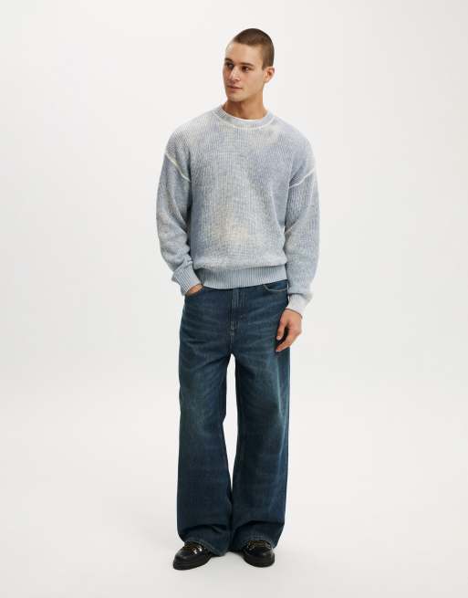 Cotton On Y2k box fit crew knit in blue, 2 of 4