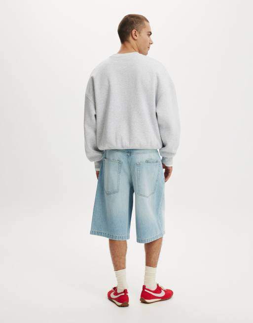 Cotton On Y2k super baggy jort in light/pastel blue, 4 of 4