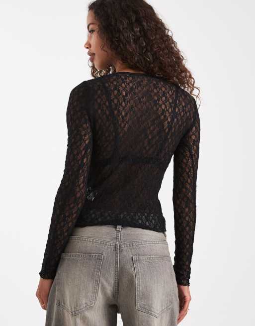 Cotton On zali cross over long sleeve top in black lace | ASOS