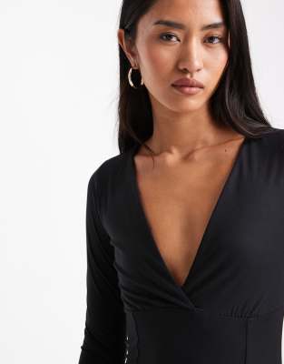 Cotton On Zali Crossover Long Sleeve Top In Black