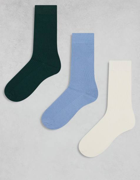 Cotton On – Zestaw 3 par skarpetek w kolorach śmietankowym, niebieskim i zielonym - view 1