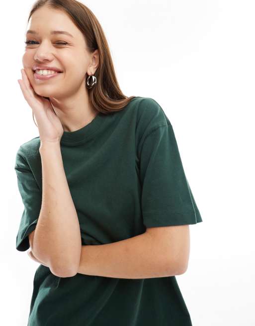 Cotton On – Zielony T-shirt oversize o pudełkowym kroju