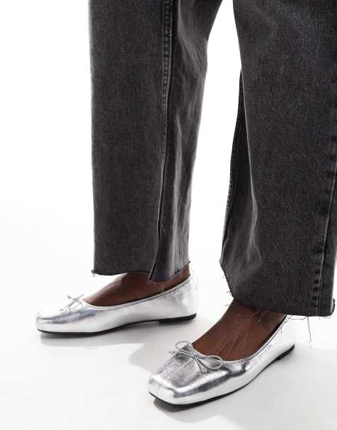 Cotton On ziggy ballet flats in silver - view 1