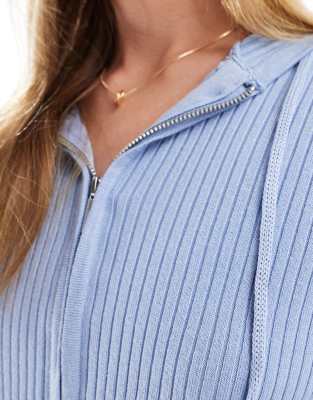 Cotton:on Cotton On Zip It Good Hood Knit Cardigan In Blue