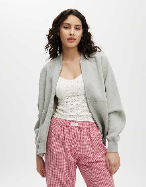 Cotton On Zip through fleece bomber in grey - GREY