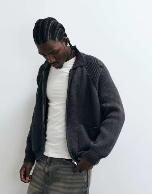 Cotton On zip through knitted bomber in black, 5 of 5