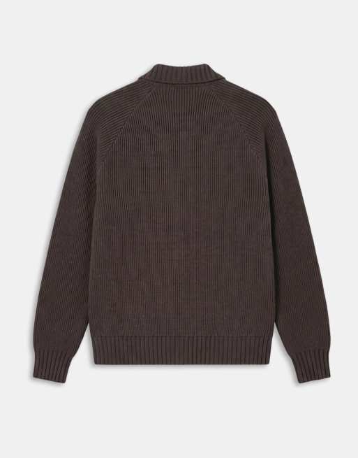 Cotton On zip through knitted bomber in chocolate, 7 of 9