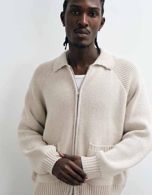 Cotton On zip through knitted bomber in natural marle, 2 of 5