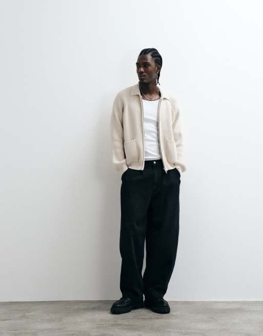 Cotton On zip through knitted bomber in natural marle, 3 of 5