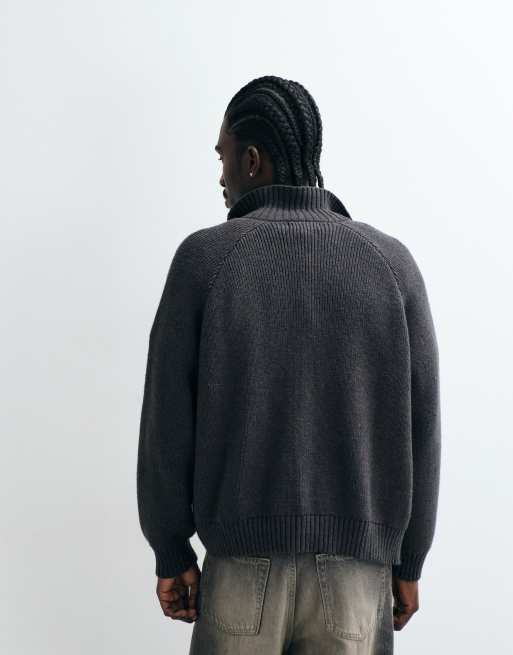 Cotton On zip through knitted bomber jacket in black, 4 of 5
