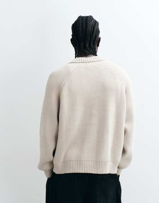 Cotton On zip through knitted bomber jacket in natural marle, 5 of 5