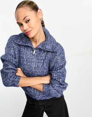 Cotton:on Cotton On Zip Through Knitwear Cardi In Blue-black