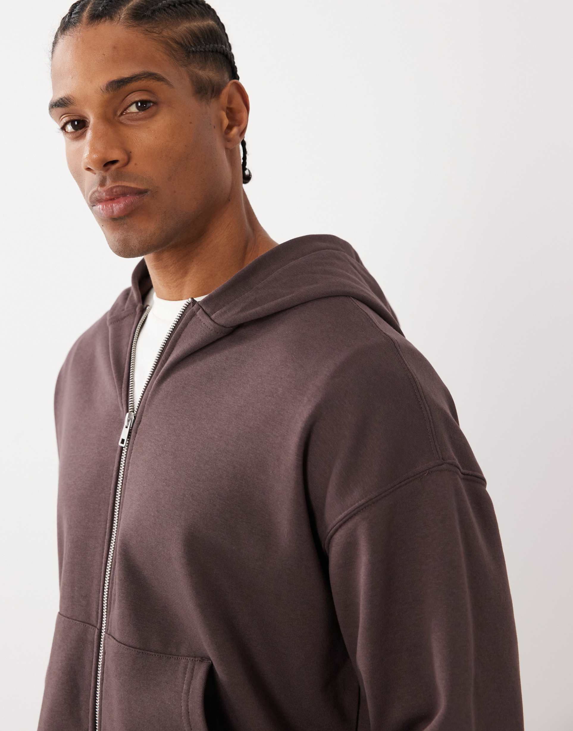 cotton on zip up hoodie in ashen brown